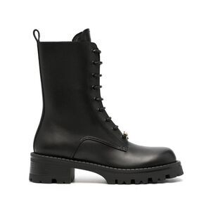 VERSACE Leather Lace-Up Platform Boots Women BLACK